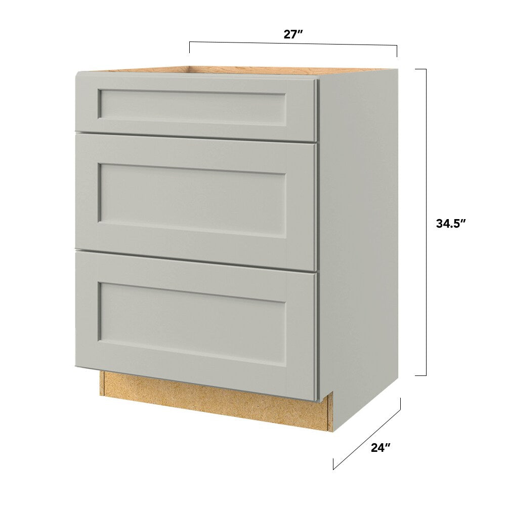allen + roth Stonewall 27-in W x 34.5-in H x 24-in D Stone 3-Drawer Base Fully Assembled Cabinet (Flat Panel Style)