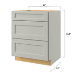 allen + roth Stonewall 27-in W x 34.5-in H x 24-in D Stone 3-Drawer Base Fully Assembled Cabinet (Flat Panel Style)