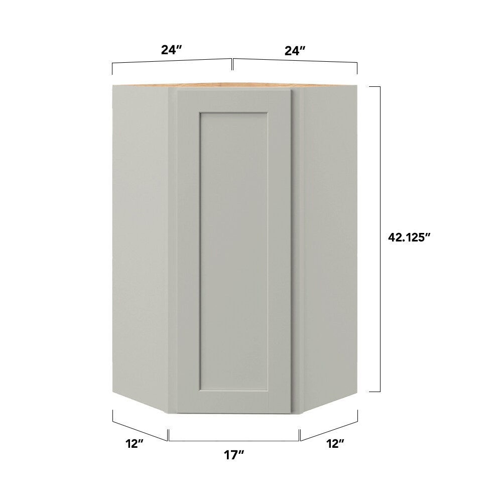 allen + roth Stonewall 24-in W x 42.125-in H x 12-in D Stone Diagonal Corner Wall Fully Assembled Cabinet (Flat Panel Shaker Style)