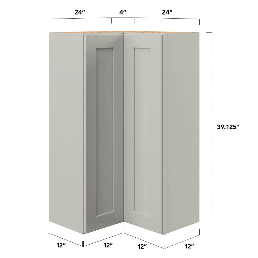 allen + roth Stonewall 24-in W x 39.125-in H x 12-in D Stone Diagonal Corner Wall Fully Assembled Cabinet (Flat Panel Shaker Style)