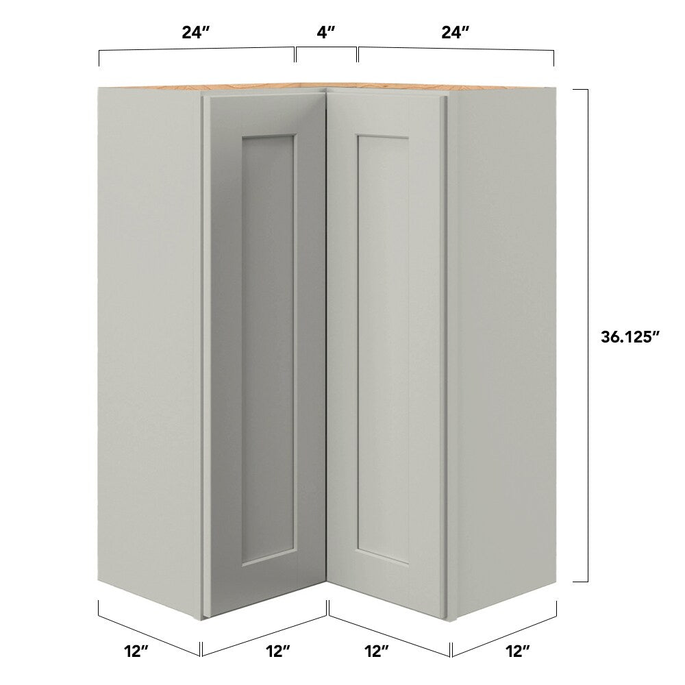 allen + roth Stonewall 24-in W x 36.125-in H x 12-in D Stone Diagonal Corner Wall Fully Assembled Cabinet (Flat Panel Shaker Style)