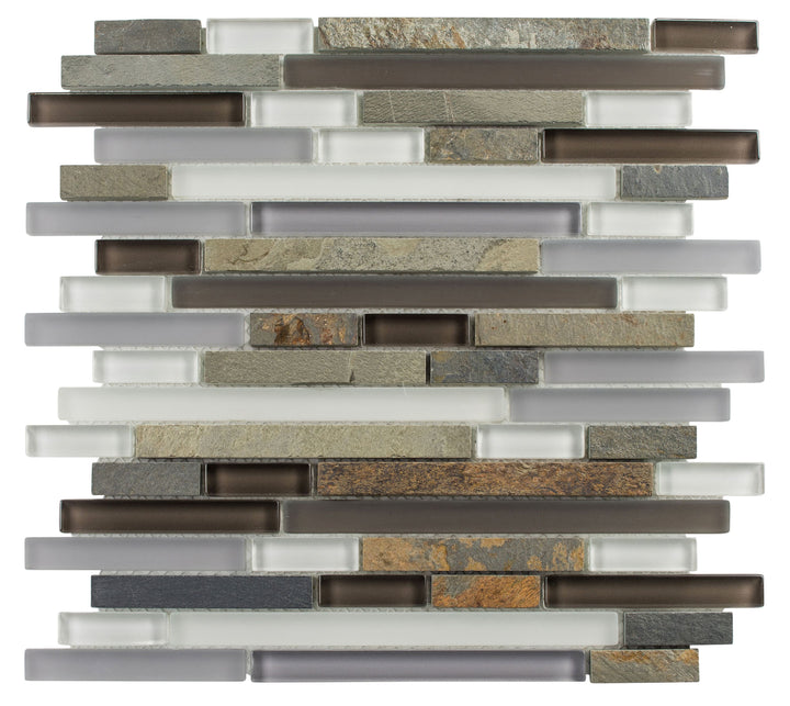 Andova Tiles Wright- Scape Canyon 12-in x 12-in Frosted Glass/Stone Marble Brick look Linear Mosaic Floor and Wall Tile product image