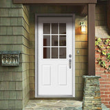 36 in. x 80 in. 9 Lite Primed Steel Prehung Left-Hand Inswing Back Door with Brickmould