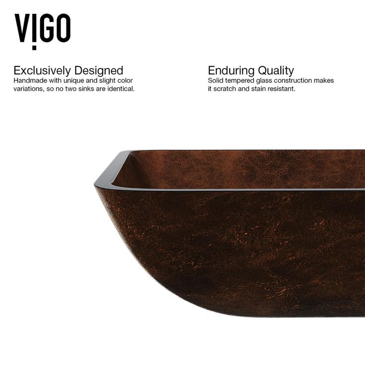 VIGO Russet Handmade Glass Rectangle Vessel Bathroom Sink in Rich Chocolate Brown