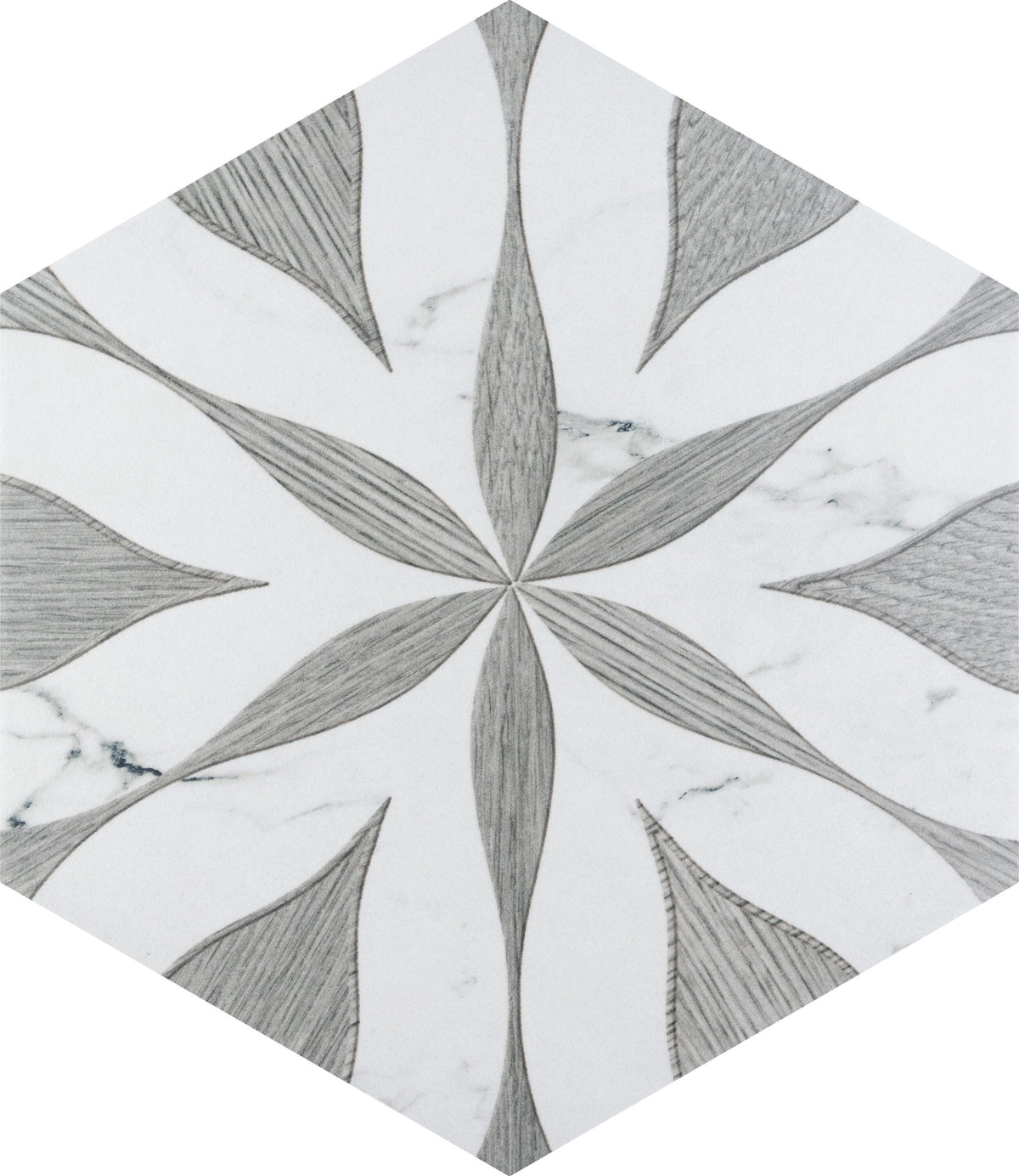 Affinity Tile Llama Flower Loire Silver Smoke 9-in x 10-in Multi-finish Porcelain Patterned Hexagon Floor and Wall Tile product image