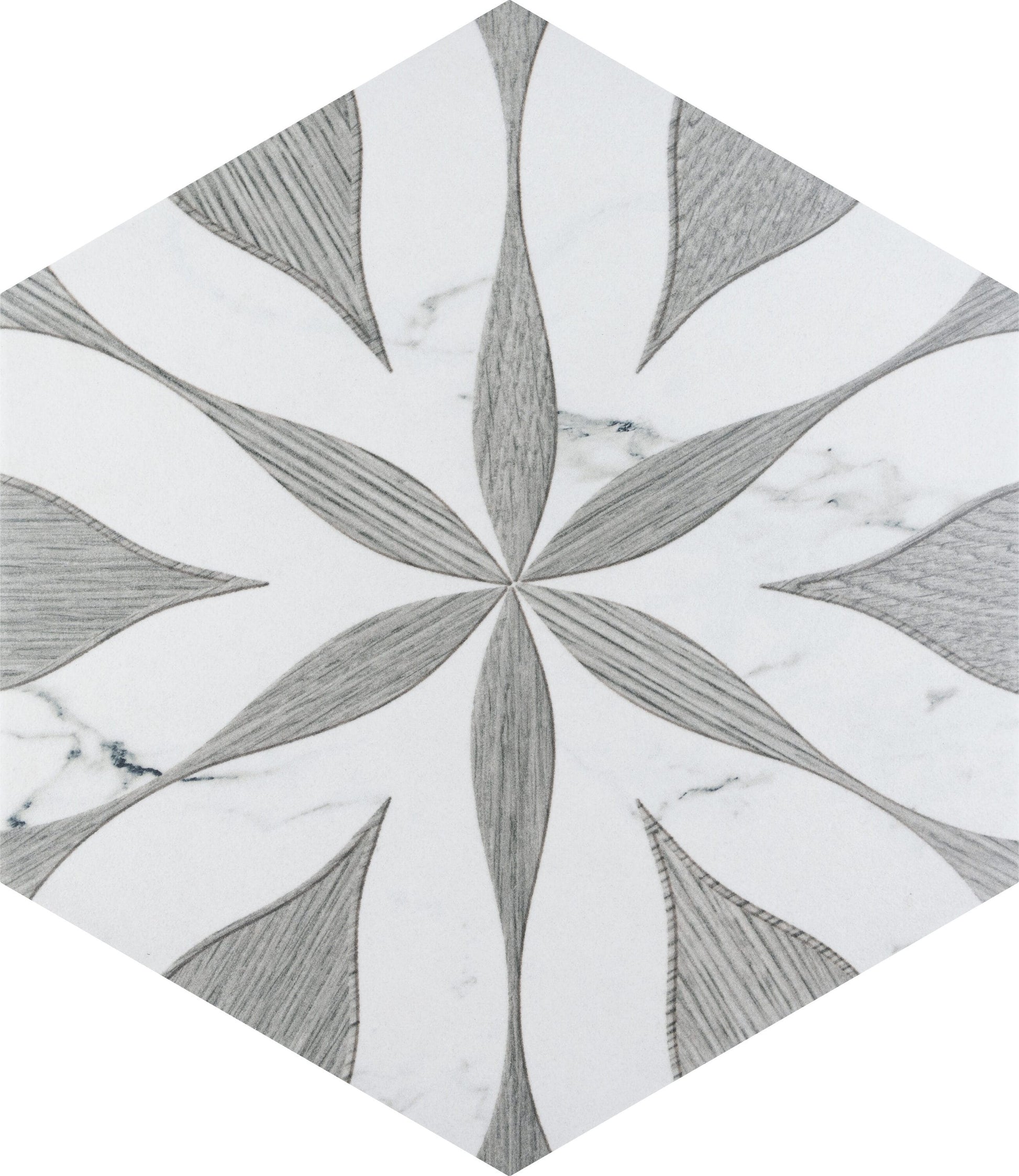 Affinity Tile Llama Flower Loire Silver Smoke 9-in x 10-in Multi-finish Porcelain Patterned Hexagon Floor and Wall Tile product image