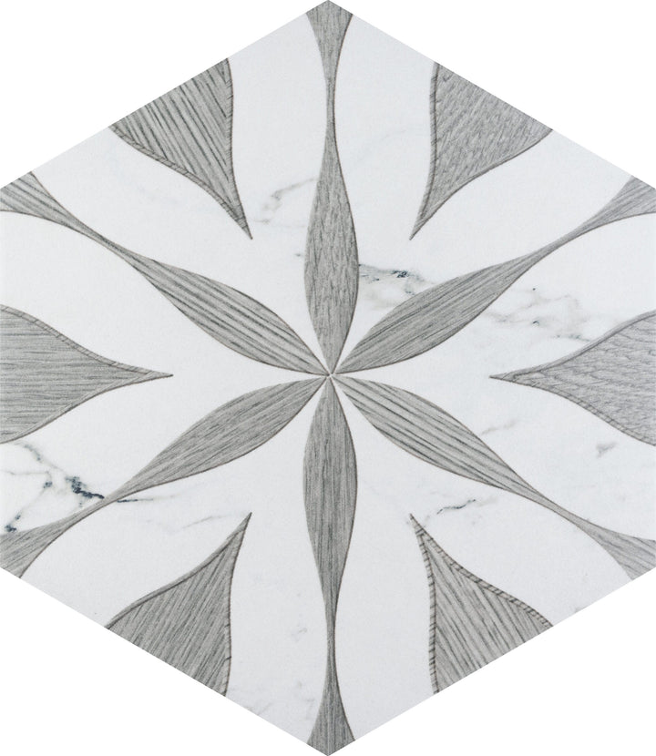 Affinity Tile Llama Flower Loire Silver Smoke 9-in x 10-in Multi-finish Porcelain Patterned Hexagon Floor and Wall Tile product image