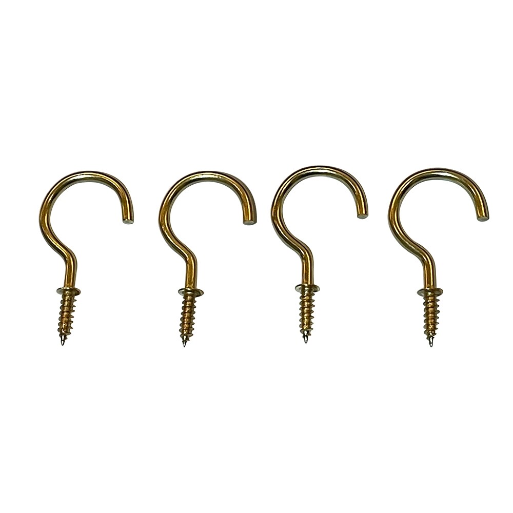 Project Source 4-Pack Brass Cup Hooks, 1.5-in (2.07-in depth) Steel