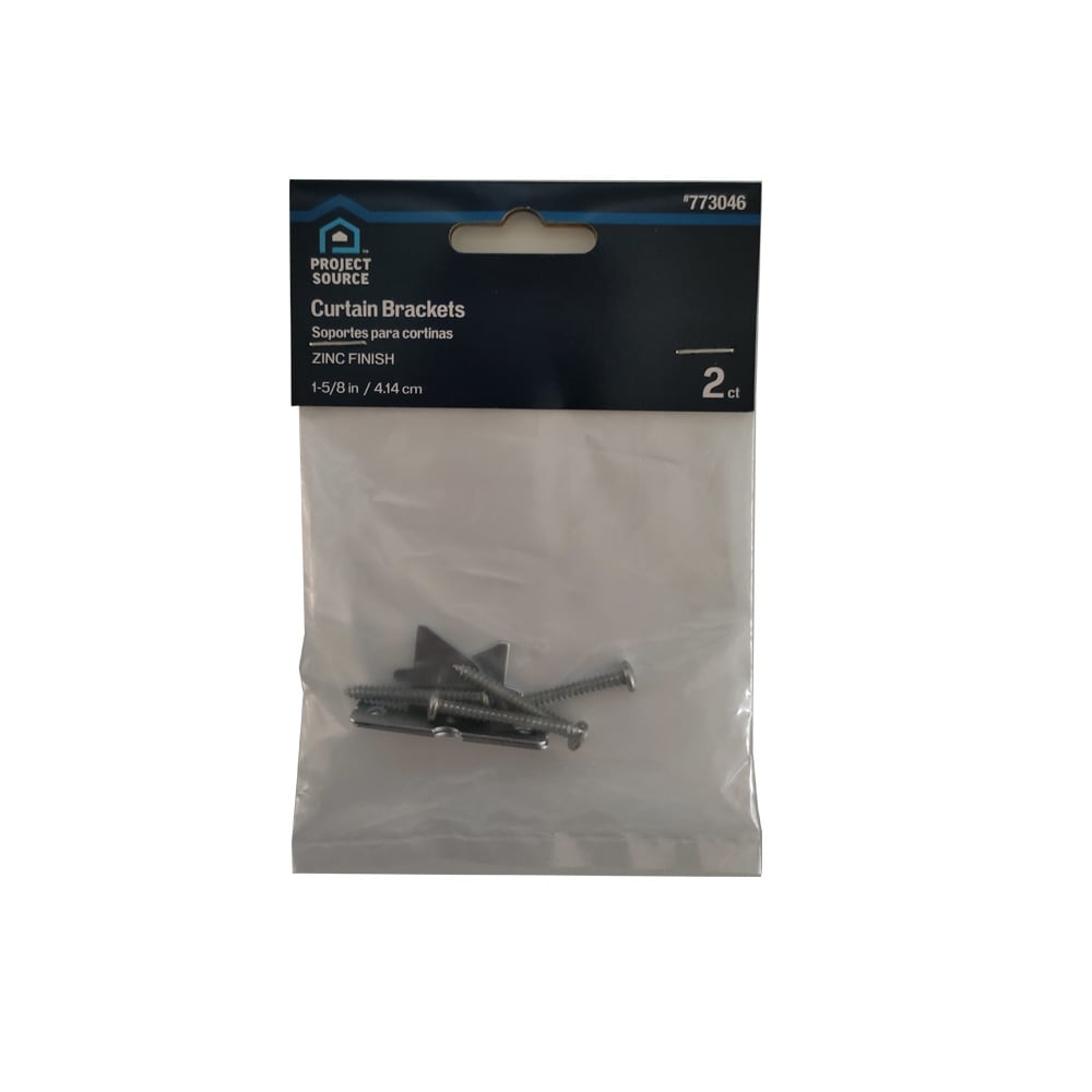 Project Source 2-Pack Zinc Steel Single Curtain Rod Brackets, 1.63 in Length