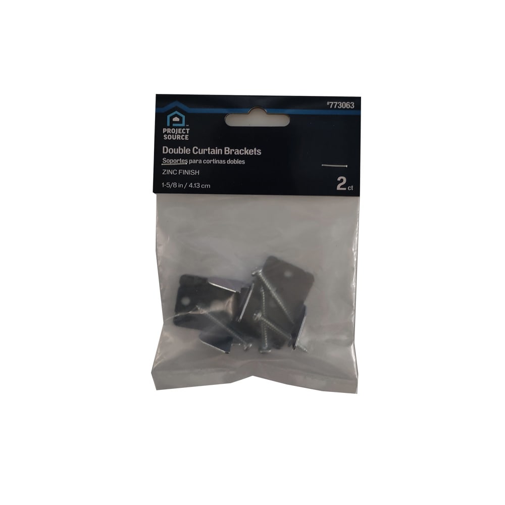 Project Source 2-Pack Zinc Steel Double Curtain Rod Brackets, 1.63 in L x 1.16 in W