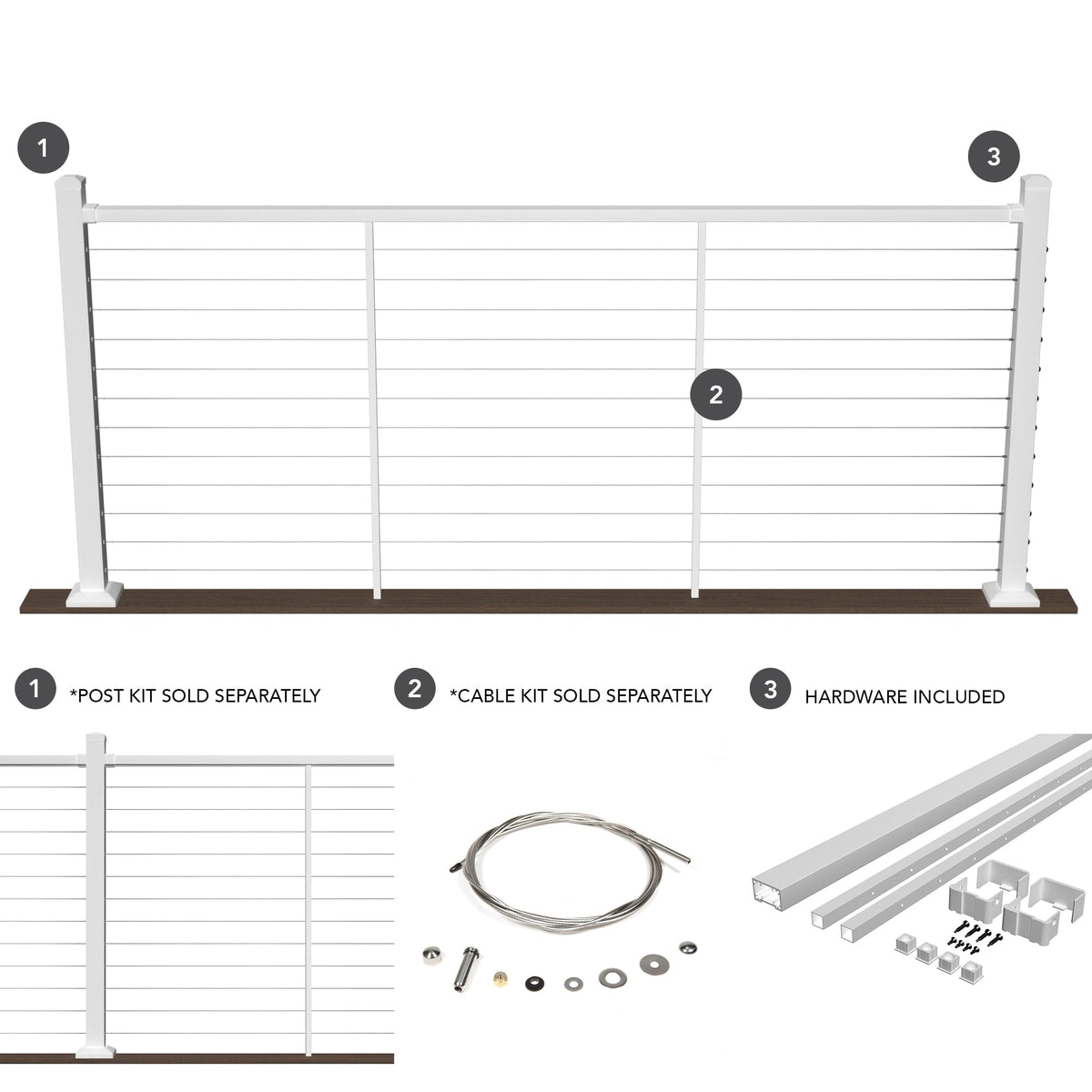 Deckorators Contemporary cable 8-ft x 42-in Textured White Aluminum Deck Cable Rail Kit
