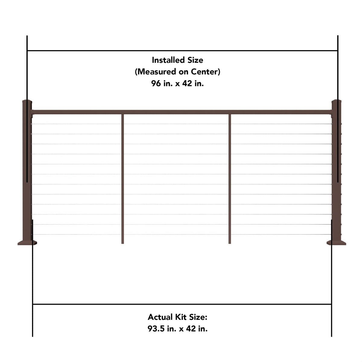 Deckorators Contemporary cable 8-ft x 42-in Weathered Brown Aluminum Deck Cable Rail Kit