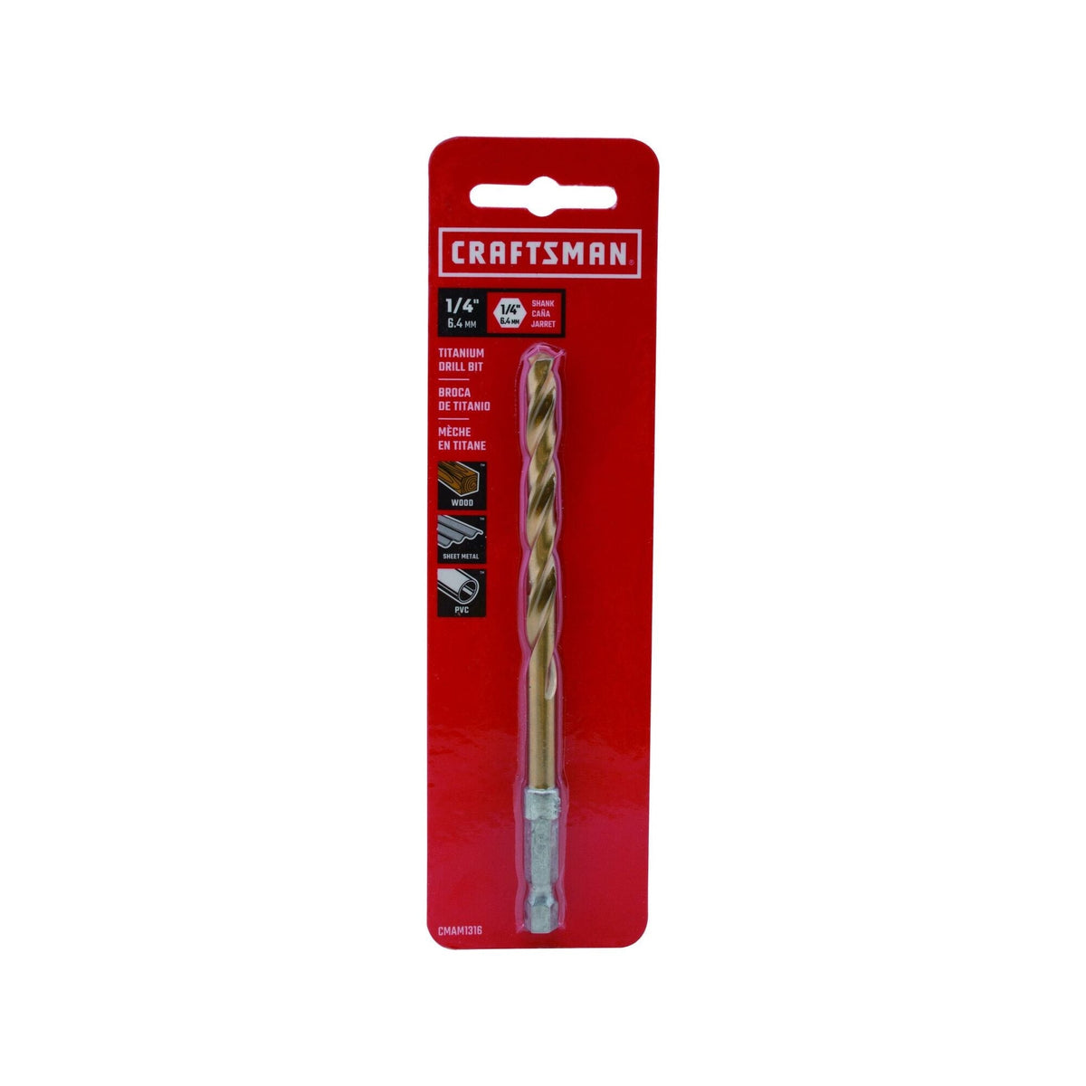 CRAFTSMAN 1/4-in x 4-3/4-in Titanium Twist Drill Bit
