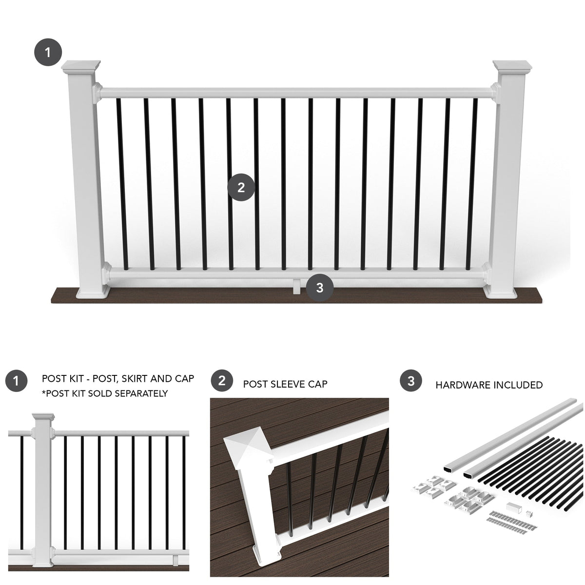 Deckorators Grab and Go 6-ft x 36-in White Composite Deck Rail Kit