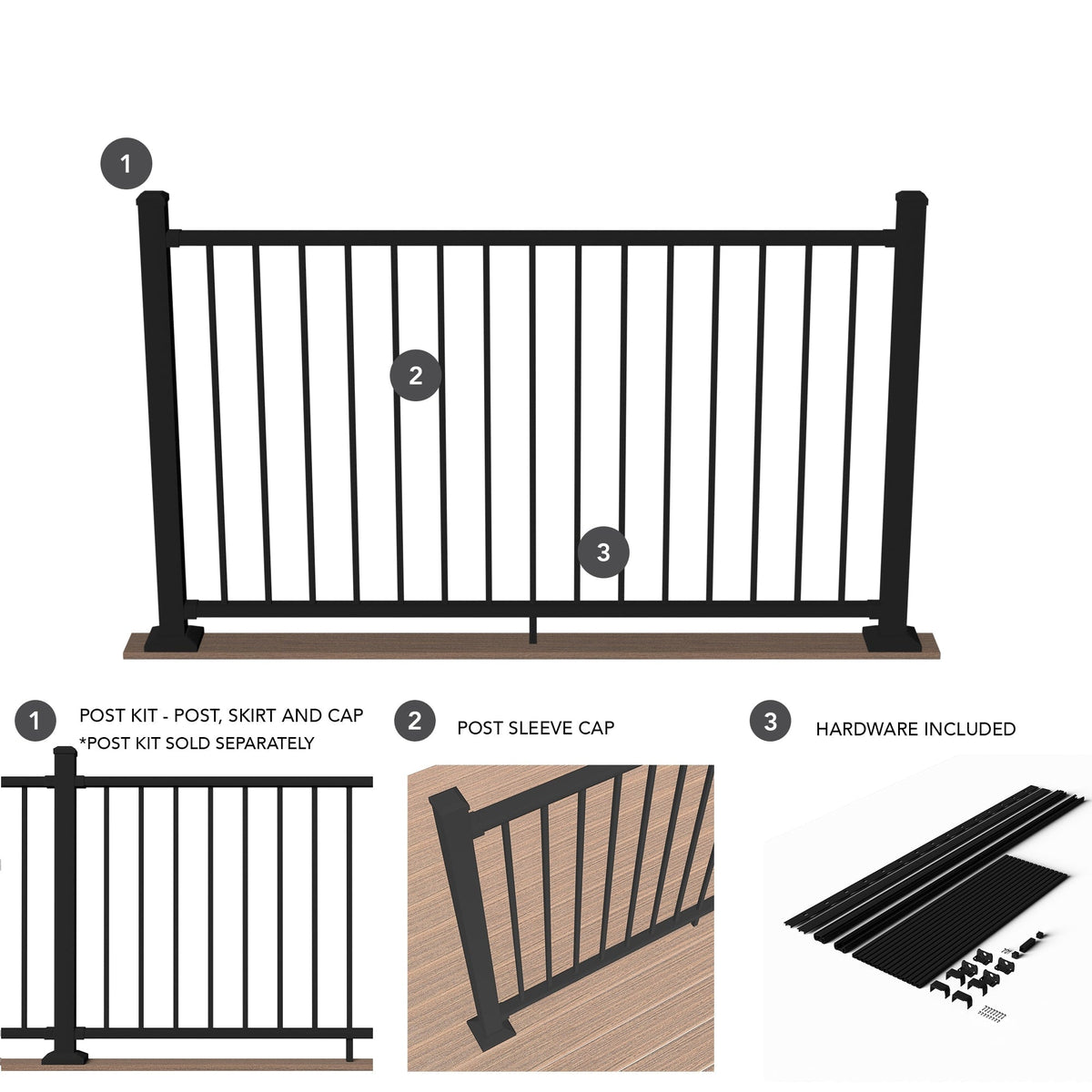 Deckorators Rapid Rail 6-ft x 42-in Matte Black Aluminum Deck Rail Kit