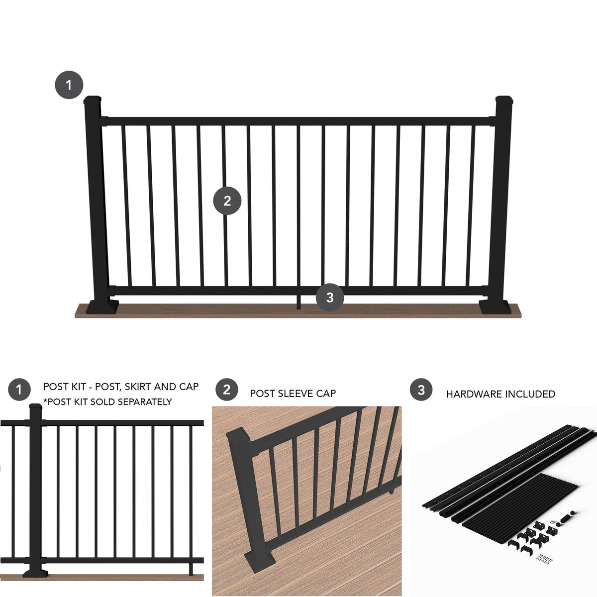Deckorators Rapid Rail Matte Black Aluminum Deck Rail Kit