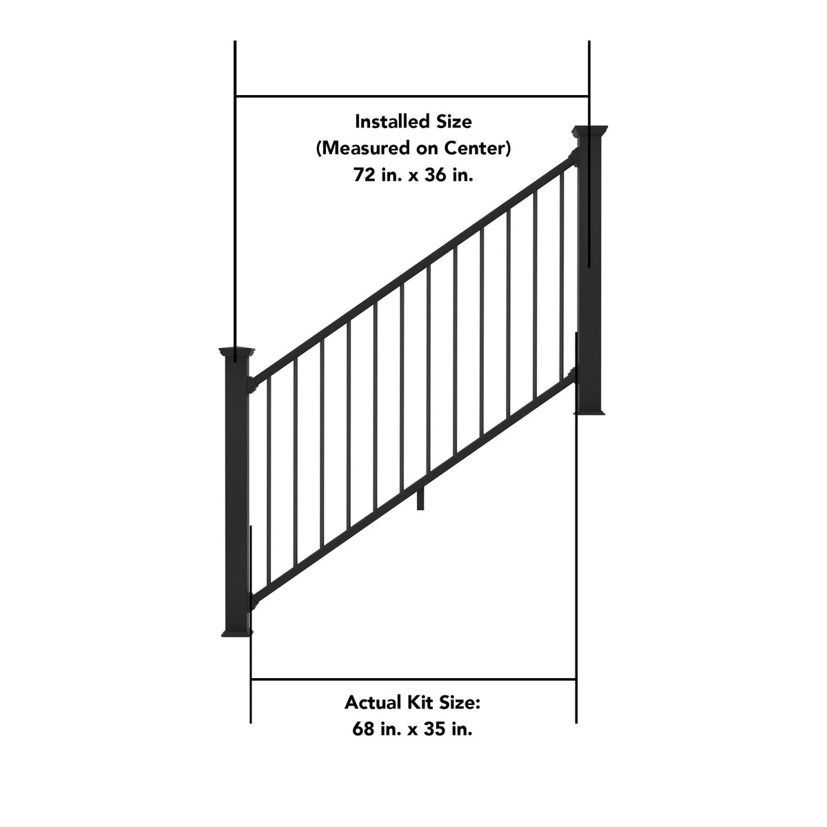 Deckorators Grab and Go 6-ft x 36-in Black Composite Deck Stair Rail Kit