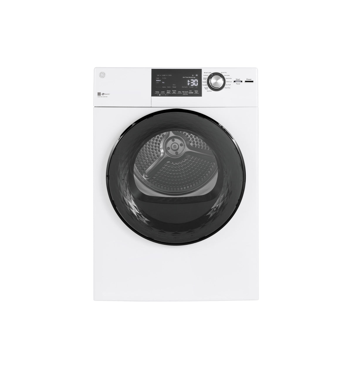 GE 4.3-cu ft Stackable Vented Electric Dryer, White