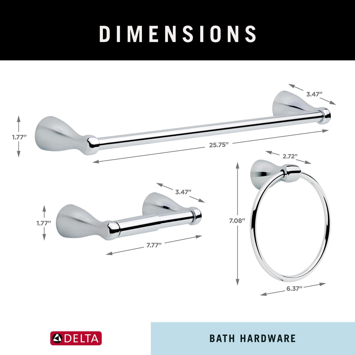 Delta 3-Piece Foundations Polished Chrome Decorative Bathroom Hardware Set