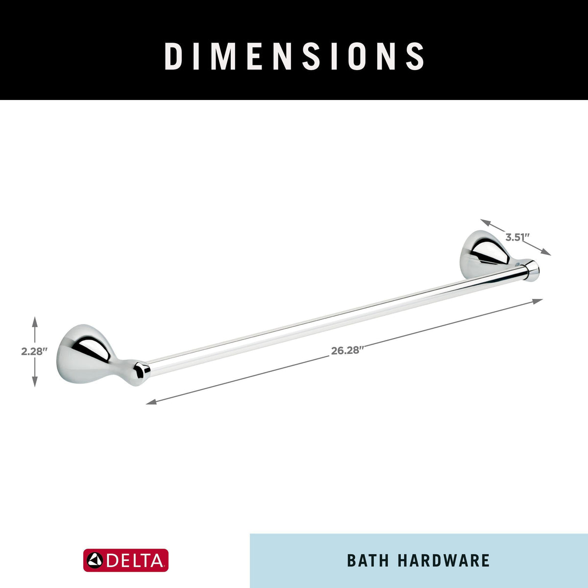 Delta Foundations 24-in Polished Chrome Wall-Mount Single Towel Bar