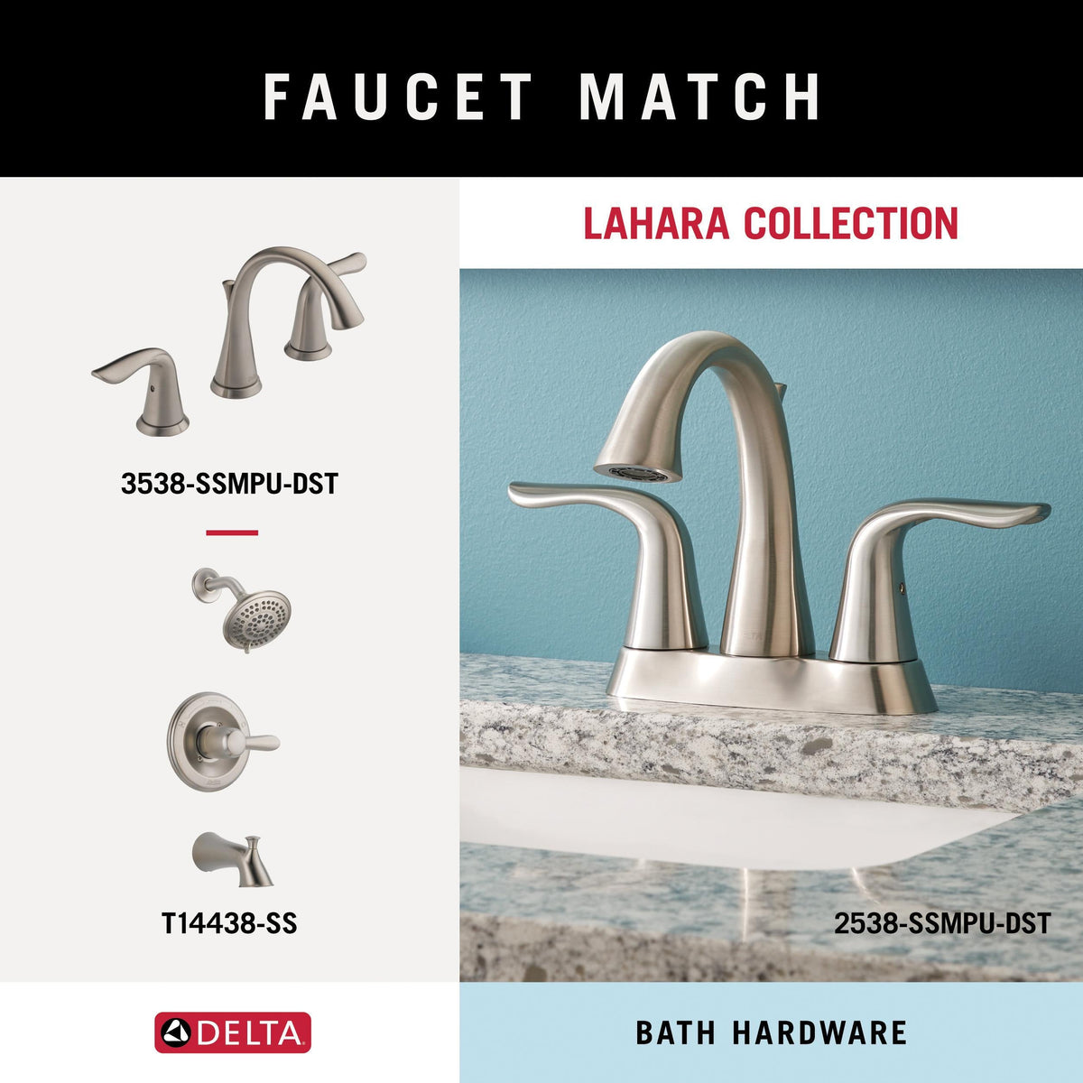 DELTA Lahara 4-Piece Decorative Bathroom Hardware Set – Brilliance Stainless, 24-in Towel Bar, TP Holder, Towel Ring, Robe Hook