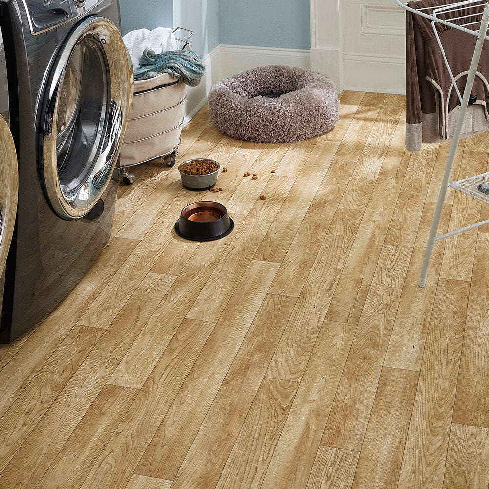 Style Selections 12-ft W x Cut-to-Length Coventry Oak Wood Look Low-Gloss Finish Sheet Vinyl