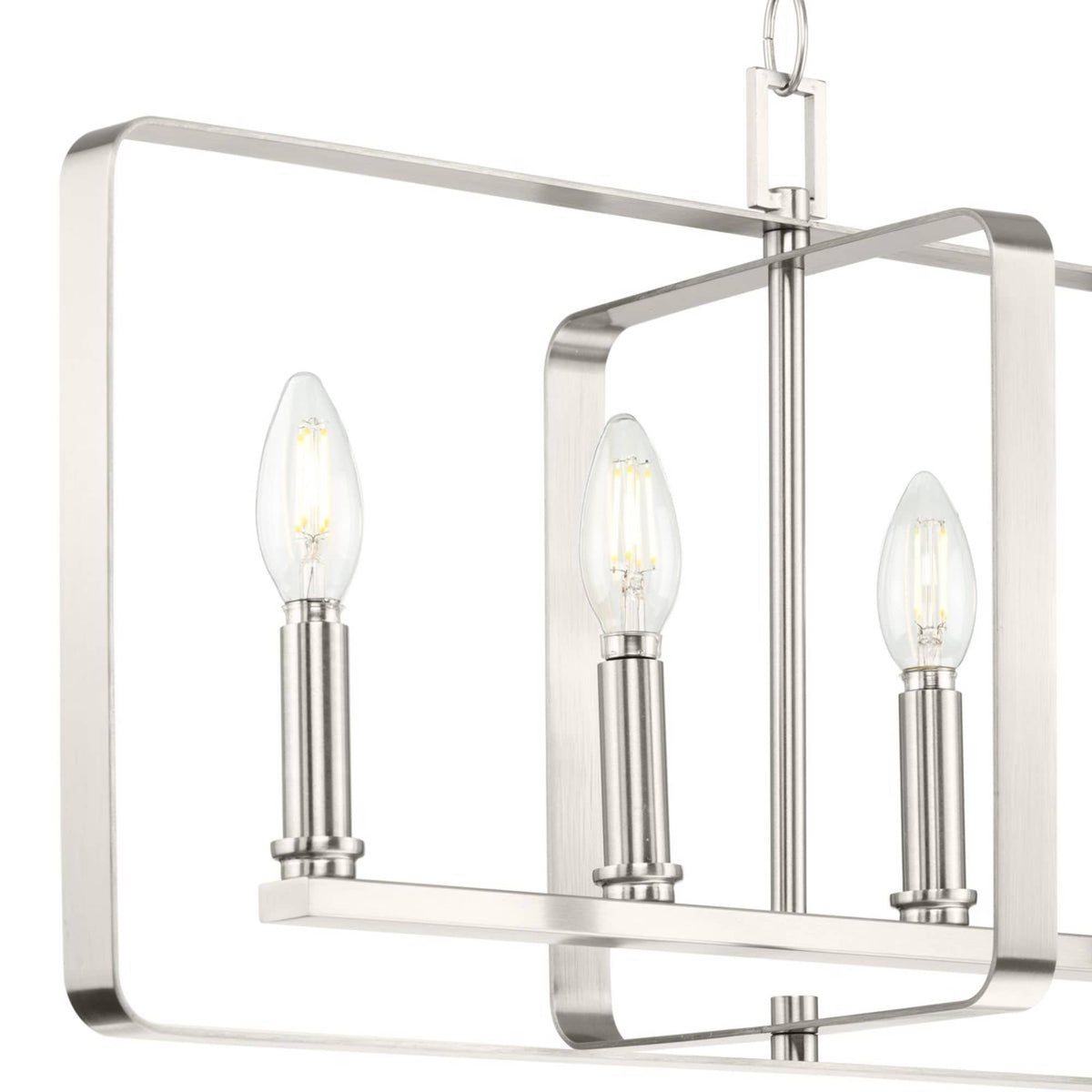 Progress Lighting McColl 6-Light Brushed Nickel Transitional Linear Large Hanging Kitchen Island Light