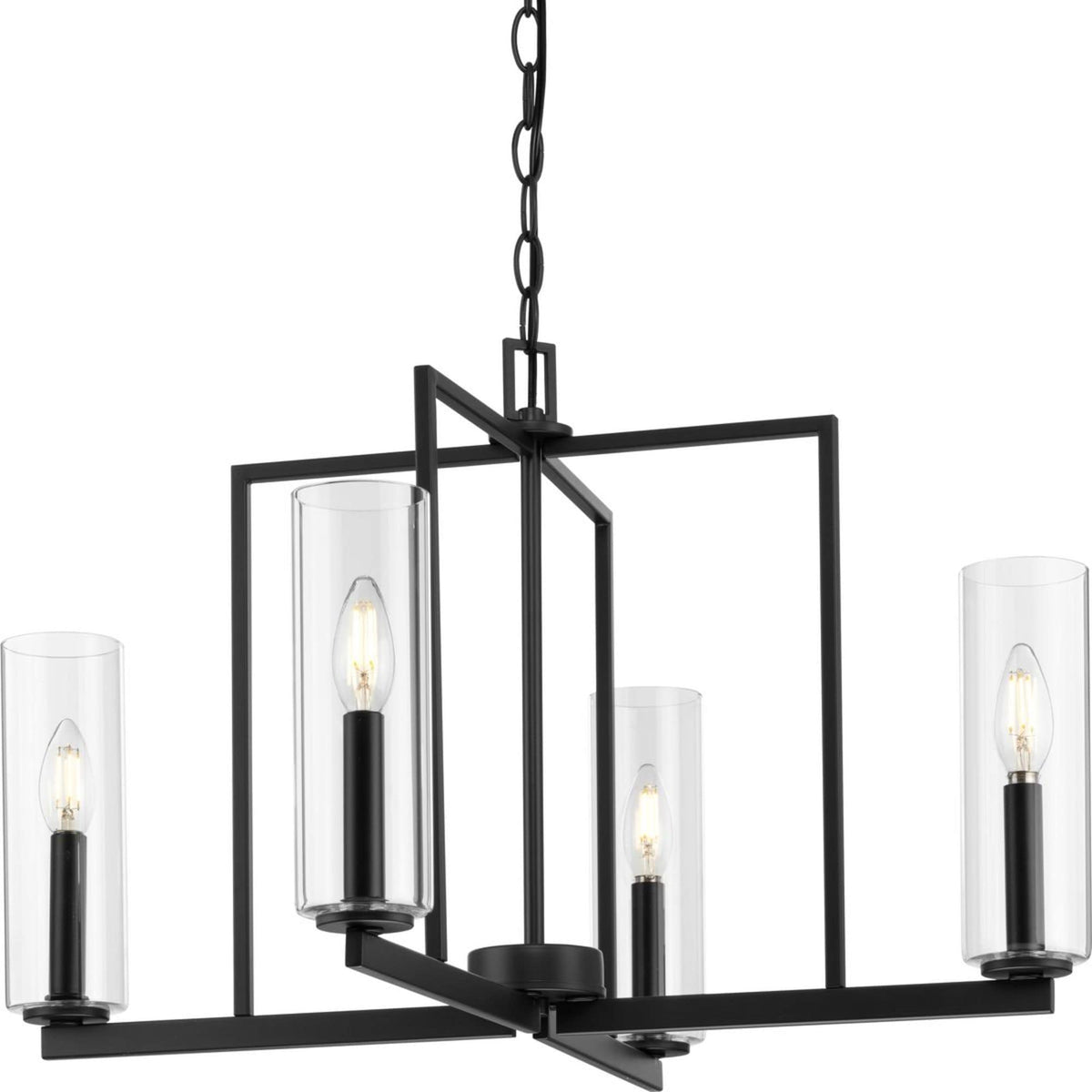 Progress Lighting Glennaire 4-Light Matte Black Modern/Contemporary Chandelier