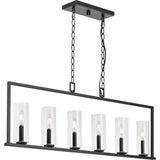 Progress Lighting Glennaire 6-Light Matte Black Modern/Contemporary Clear Glass Linear Large Hanging Kitchen Island Light