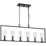 Progress Lighting Glennaire 6-Light Matte Black Modern/Contemporary Clear Glass Linear Large Hanging Kitchen Island Light