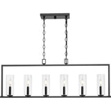 Progress Lighting Glennaire 6-Light Matte Black Modern/Contemporary Clear Glass Linear Large Hanging Kitchen Island Light