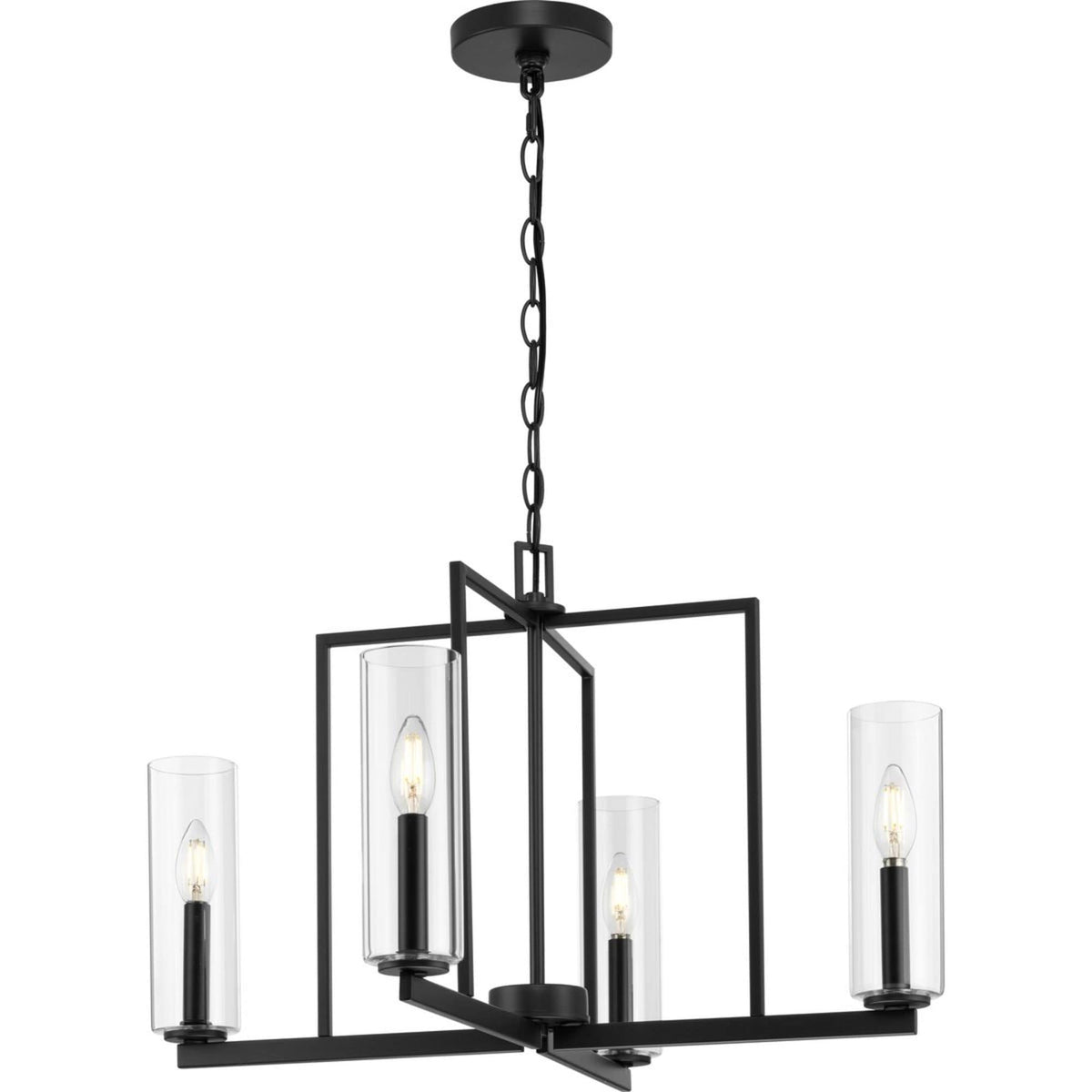 Progress Lighting Glennaire 4-Light Matte Black Modern/Contemporary Chandelier