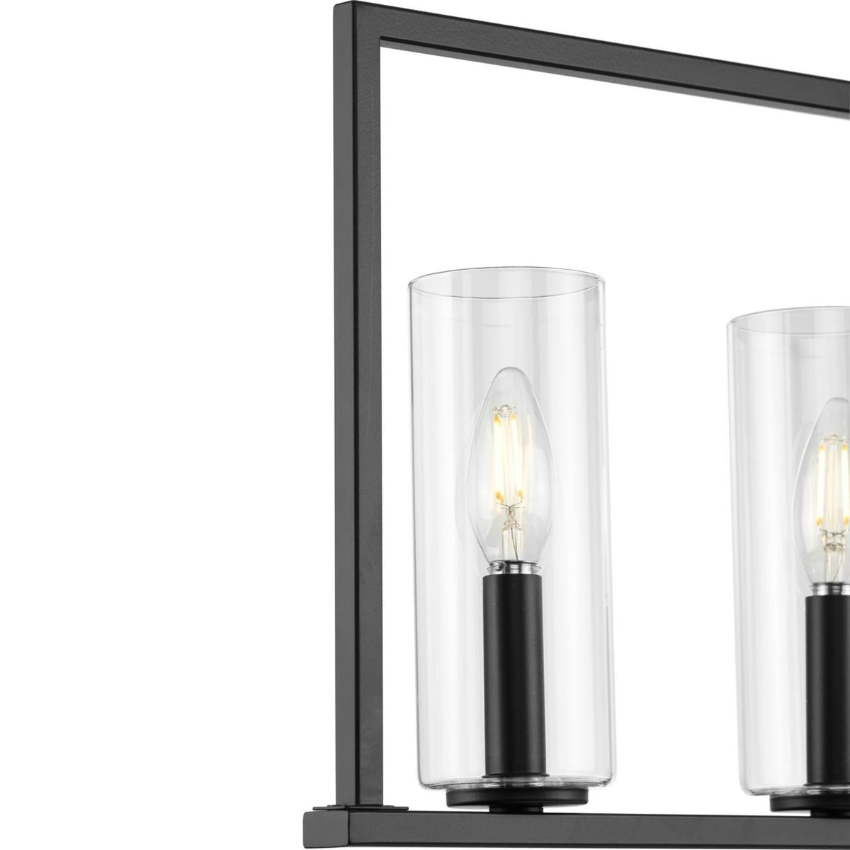 Progress Lighting Glennaire 6-Light Matte Black Modern/Contemporary Clear Glass Linear Large Hanging Kitchen Island Light