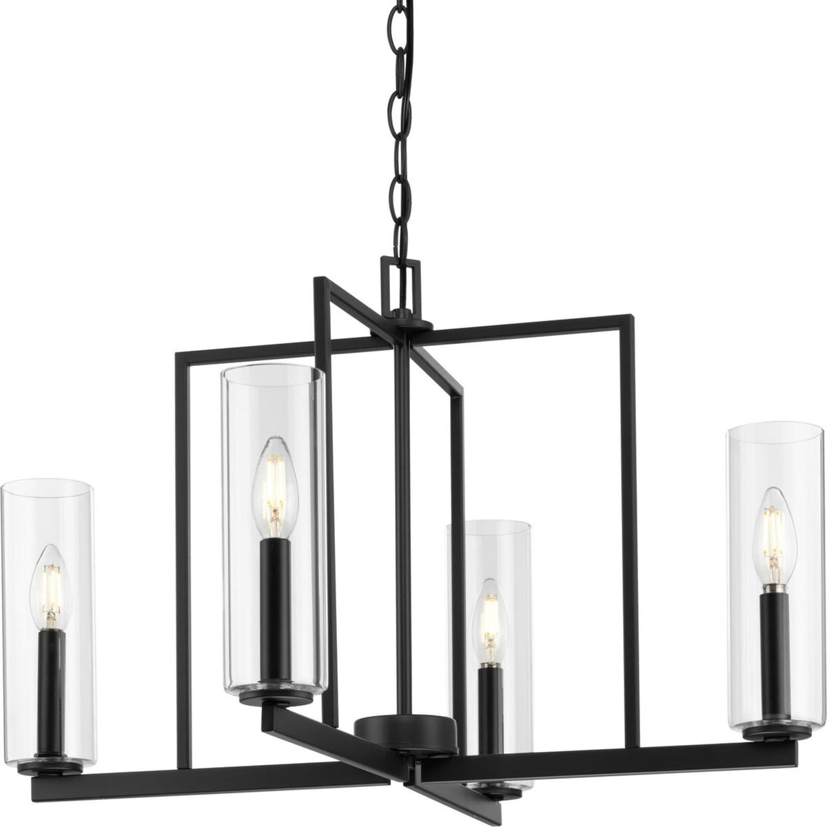 Progress Lighting Glennaire 4-Light Matte Black Modern/Contemporary Chandelier