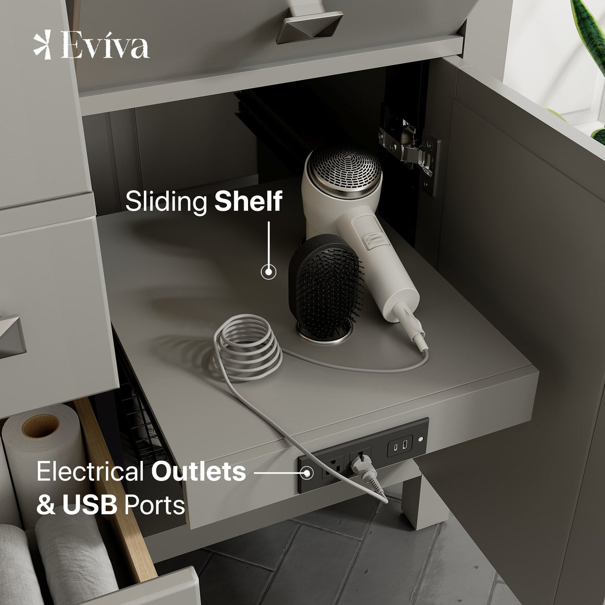 Eviva Artemis 44 in. W x 22 in. D x 34 in. H Double Sink Bathroom Vanity in White with Carrara-Style Quartz Top and White Undermount Sinks