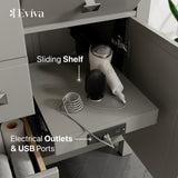 Eviva Artemis 44 in. W x 22 in. D x 34 in. H Double Sink Bathroom Vanity in White with Carrara-Style Quartz Top and White Undermount Sinks