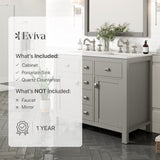 Eviva Artemis 44 in. W x 22 in. D x 34 in. H Double Sink Bathroom Vanity in White with Carrara-Style Quartz Top and White Undermount Sinks