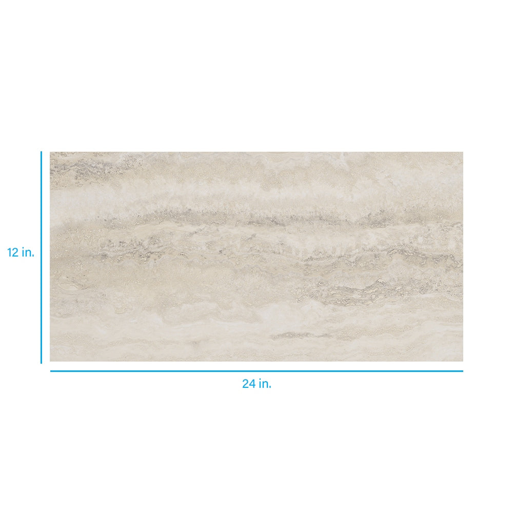 Style Selections Oyster Travertine 12-in x 24-in Groutable Water-Resistant Peel-and-Stick Luxury Vinyl Flooring Tile, 2-sq ft Piece