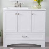 Diamond NOW Cassidy 36.5-in White Single Sink Bathroom Vanity with White Cultured Marble Top