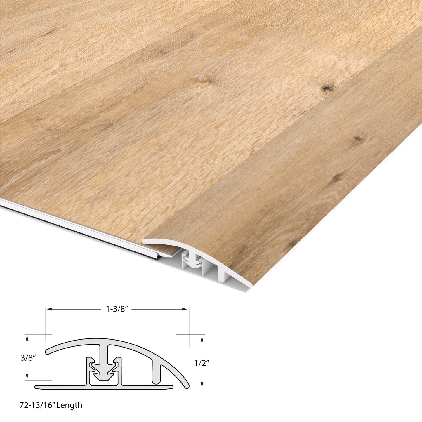 CALI Pro with Mute Step Natural Elm 1.37-in x 72-in Vinyl Floor Reducer