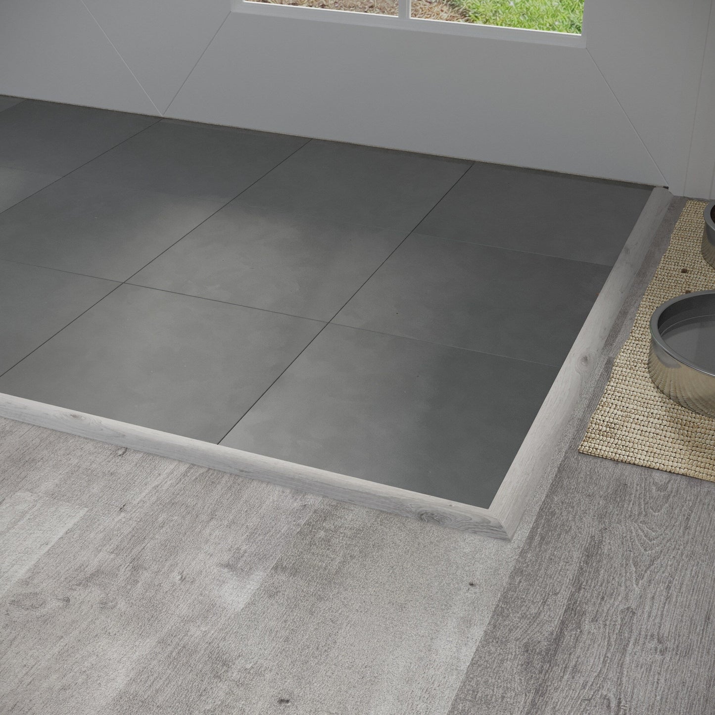 CALI Pro with Mute Step Gray Ash 1.37-in x 72-in Vinyl Floor Reducer