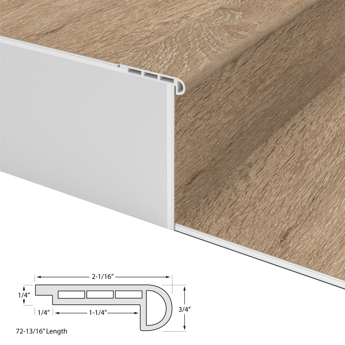CALI Vinyl Pro with Mute Step 2.06-in x 72-in Natural Elm Prefinished Stair Nosing