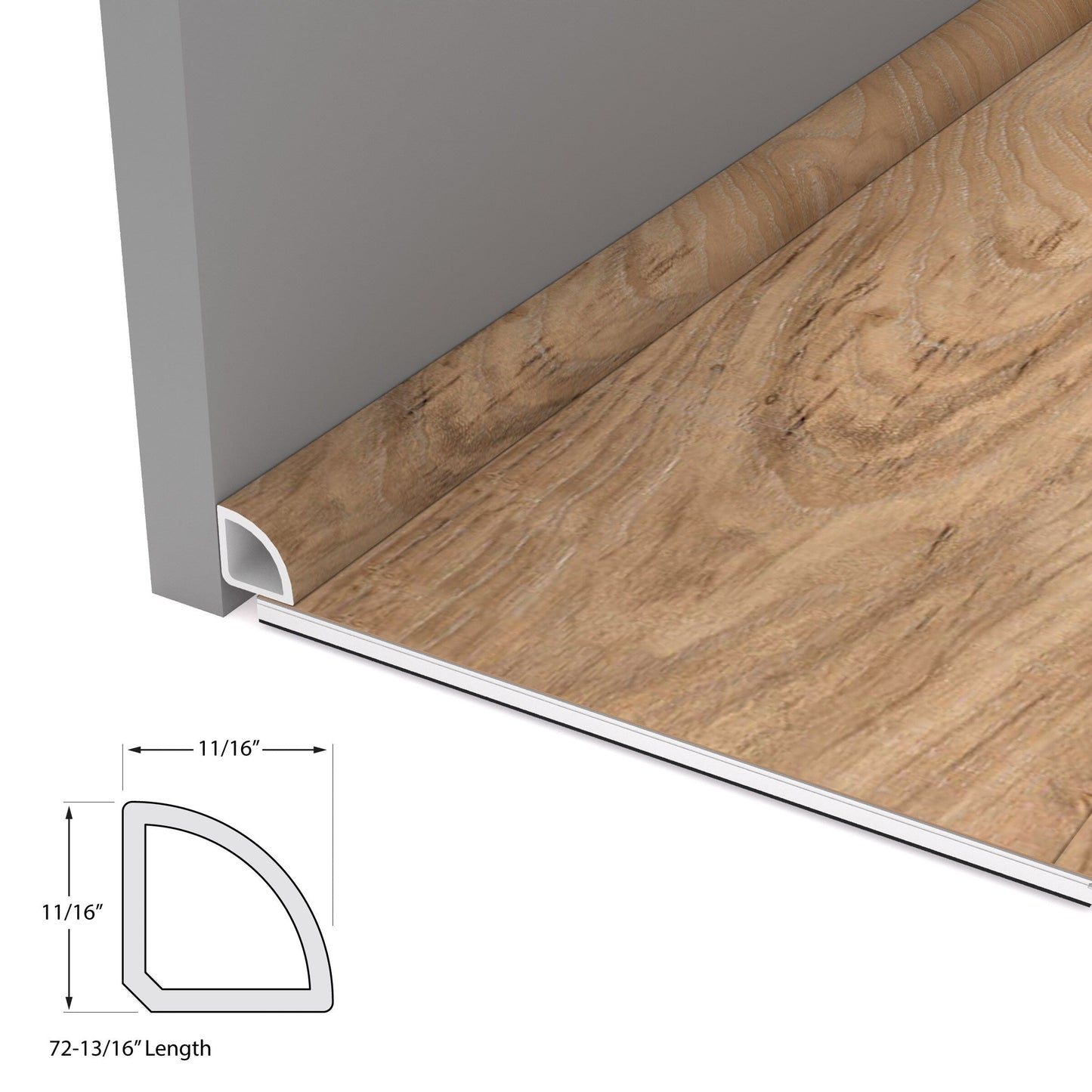 CALI Seaboard Oak 0.7-in x 72.83-in Vinyl Floor Quarter Round