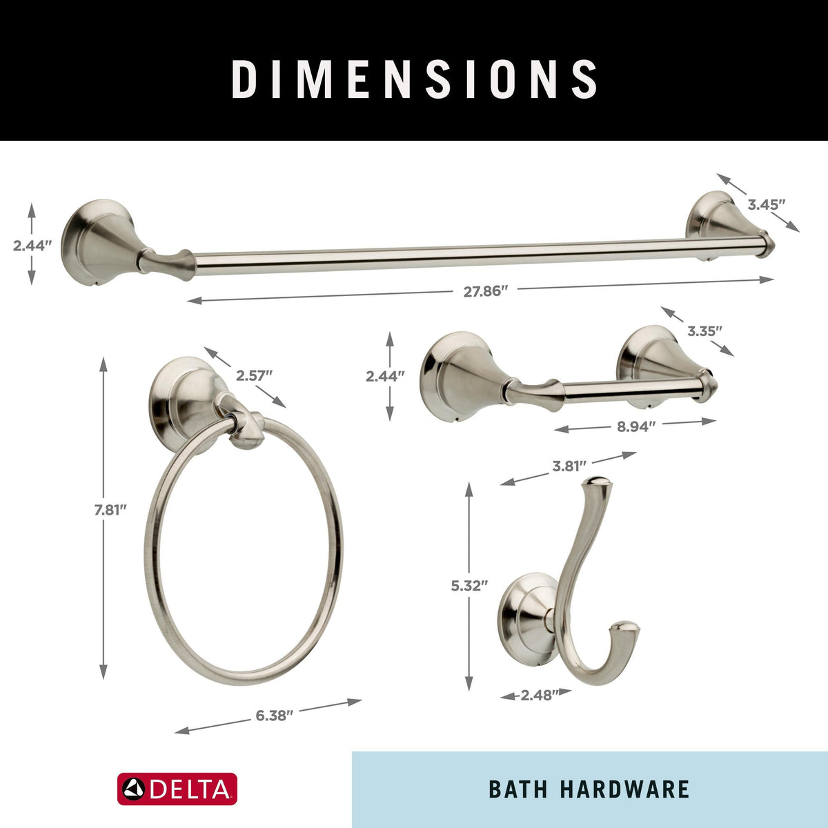 DELTA 4-Piece Linden Stainless Decorative Bathroom Hardware Set