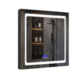 Lexora Bracciano 30-in x 32-in Lighted LED Fog Free Surface Mount Gray Mirrored Soft Close Medicine Cabinet