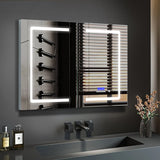 Lexora Bracciano 36-in x 32-in Lighted LED Fog Free Surface Mount Gray Mirrored Soft Close Medicine Cabinet