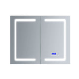 Lexora Bracciano 36-in x 32-in Lighted LED Fog Free Surface Mount Gray Mirrored Soft Close Medicine Cabinet