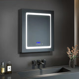Lexora Bracciano 24-in x 36-in Lighted LED Fog Free Surface Mount Gray Mirrored Soft Close Medicine Cabinet