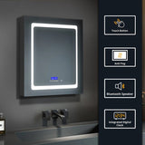Lexora Bracciano 24-in x 36-in Lighted LED Fog Free Surface Mount Gray Mirrored Soft Close Medicine Cabinet