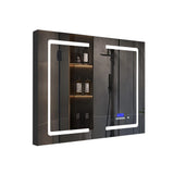 Lexora Bracciano 36-in x 32-in Lighted LED Fog Free Surface Mount Gray Mirrored Soft Close Medicine Cabinet